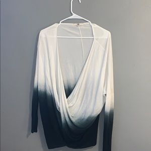 Ombré long sleeve deep v top